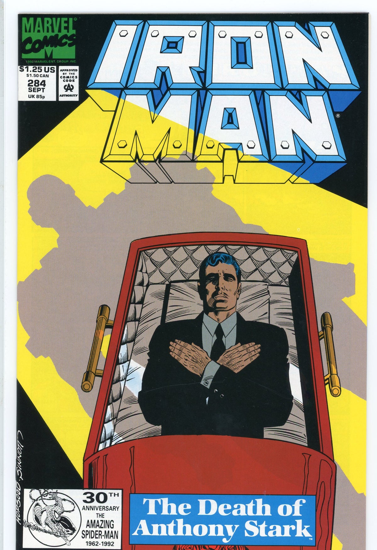 IRON MAN #284 NM CLASSIC DEATH ISSUE MOURNFUL GLOSSY COLORS