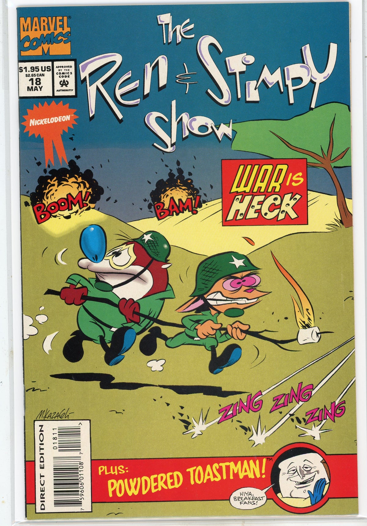 REN AND STIMPY SHOW #18 NM GREAT WAR COVER STUNNING COLOR PALETTE