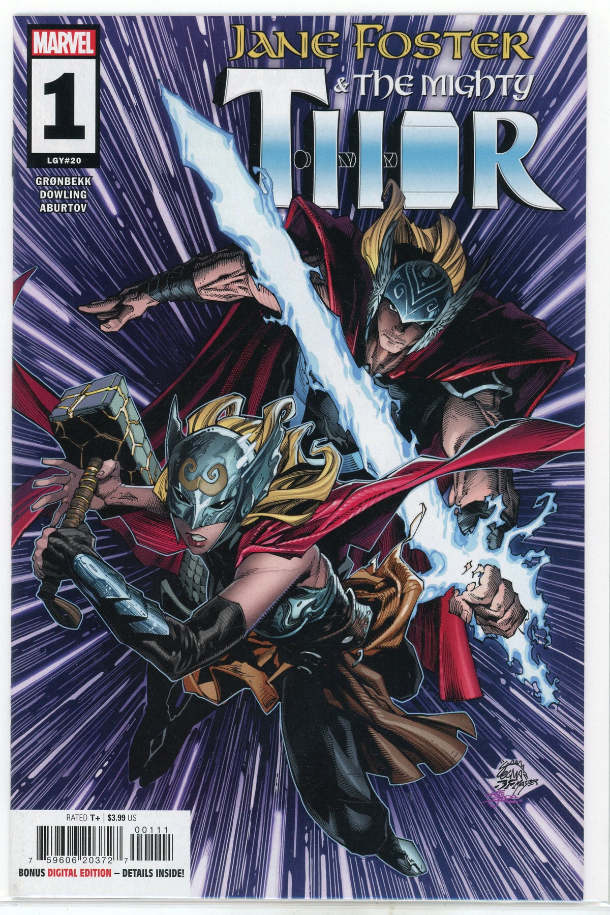 JANE FOSTER AND THE MIGHTY THOR #1 NM ELECTRIFYING COVER GREAT HUE