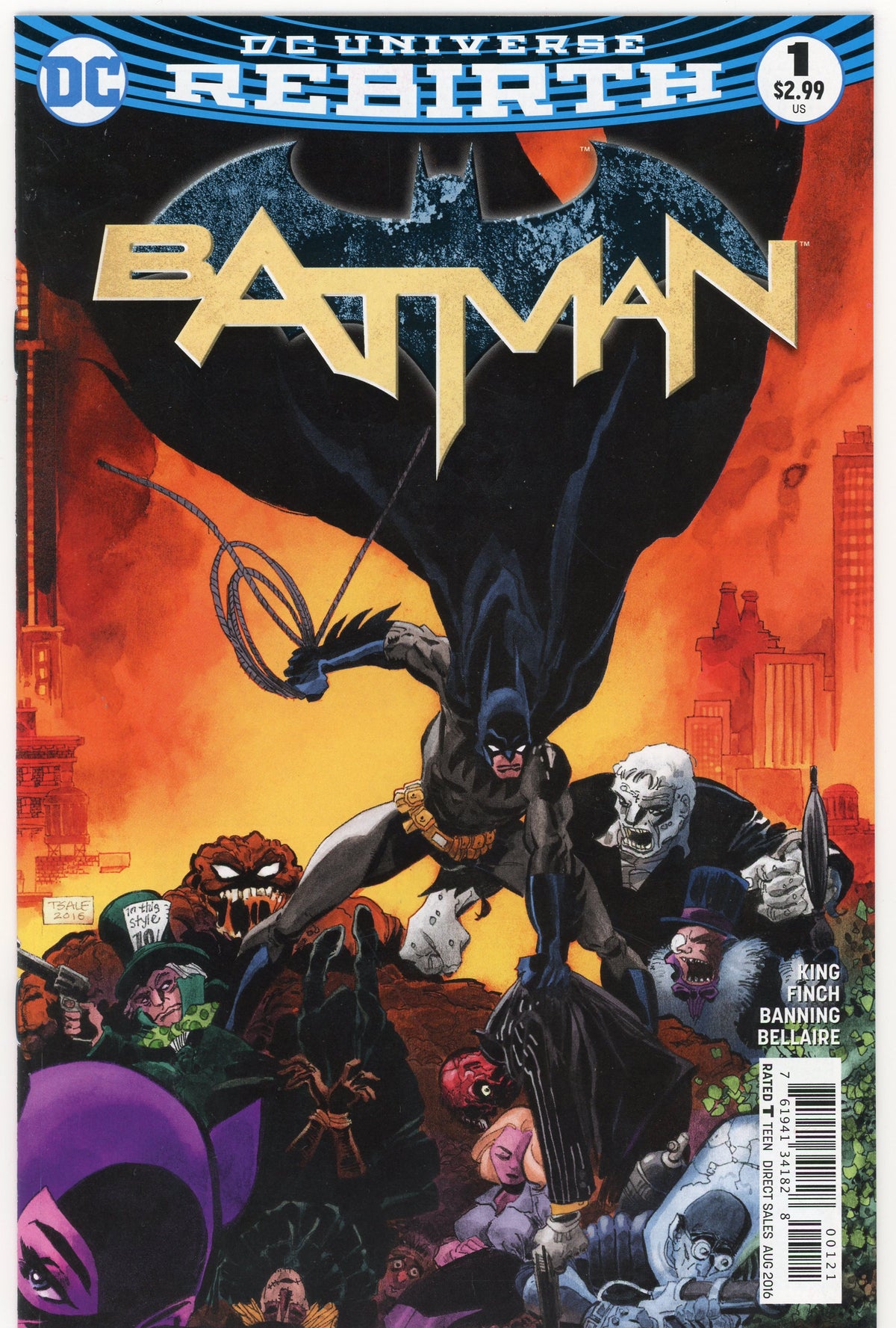 BATMAN DC UNIVERSE REBIRTH #1 NM INCREDIBLE BATTLE COVER GREAT COLORS