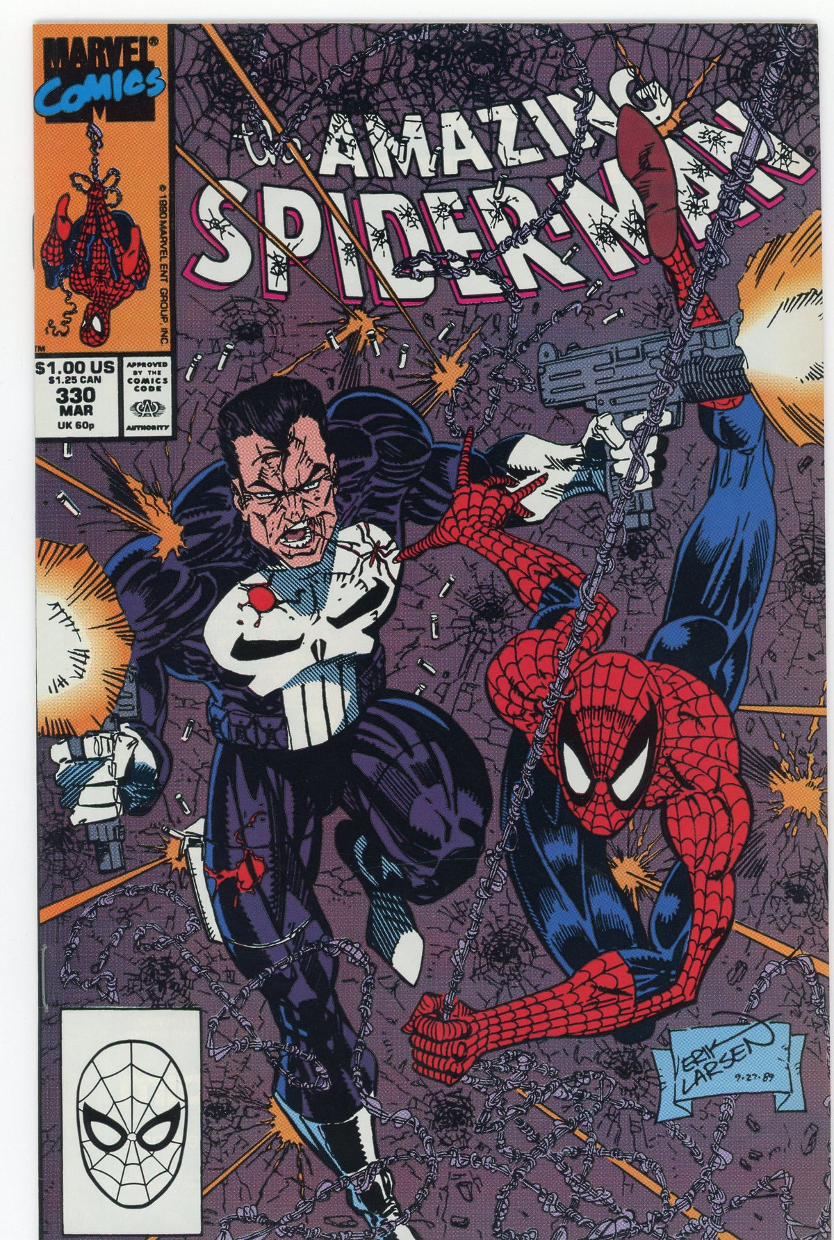 THE AMAZING SPIDERMAN #330 NM LARSEN COVER PUNISHER APP.