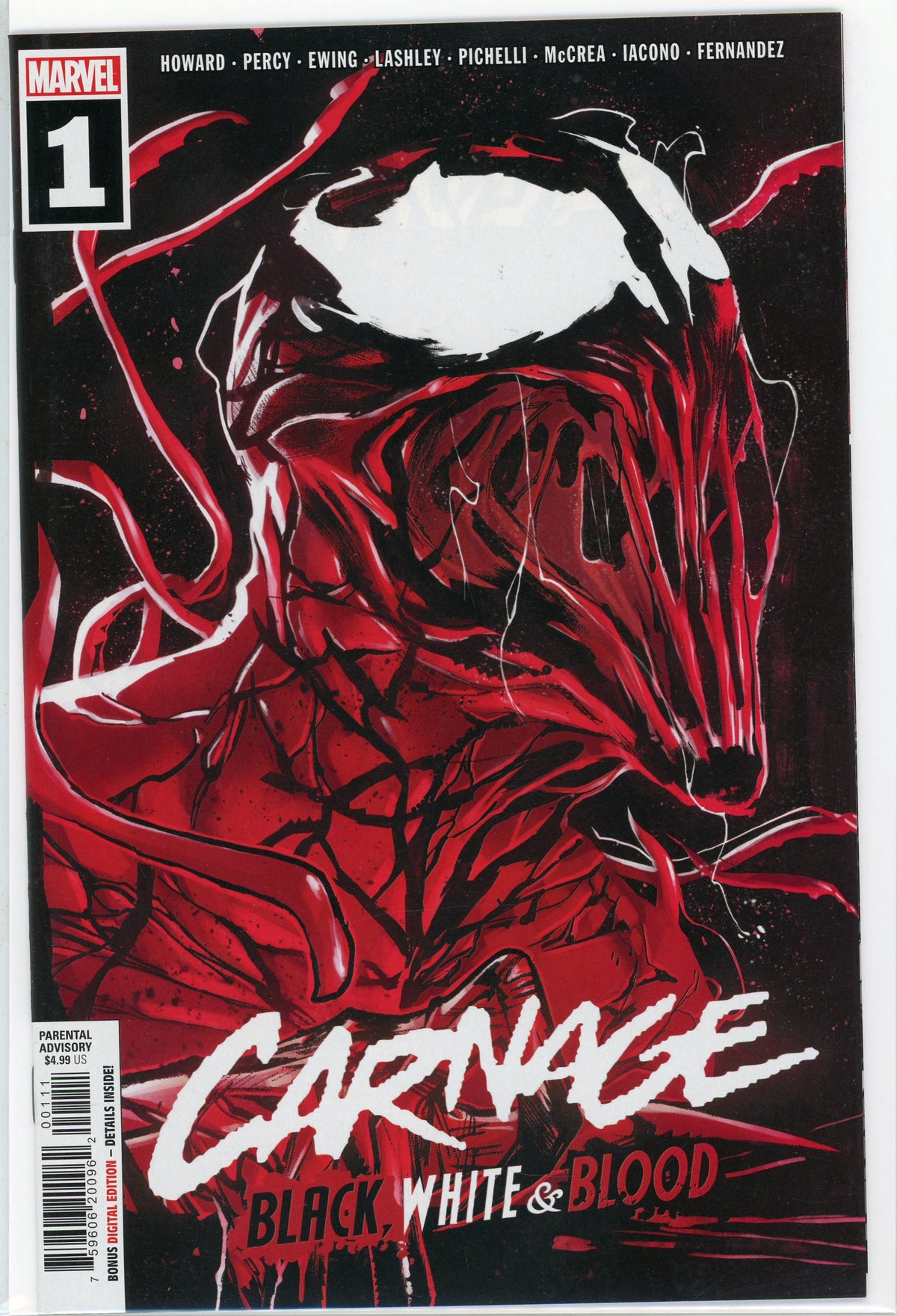 CARNAGE BLACK WHITE AND BLOOD #1 NM TERRIFYING COVER LASHLEY WORK