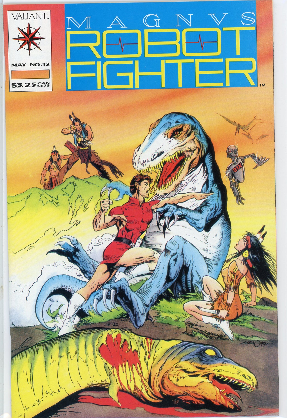 MAGNUS ROBOT FIGHTER #12 NM STUNNING DINOSAUR BATTLE COVER GREAT GLOSS