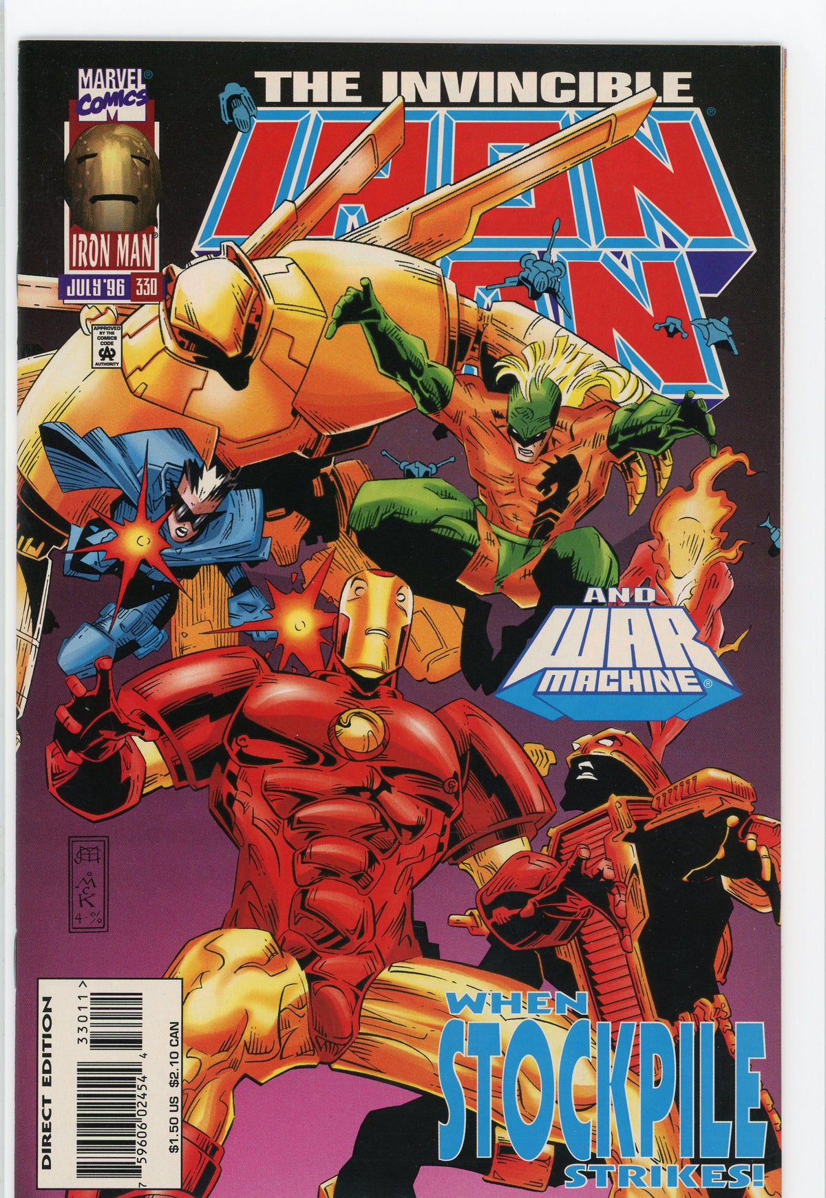 THE INVINCIBLE IRON MAN #330 NM VIBRANT COLORS WAR MACHINE APP. SENSATIONAL COVER