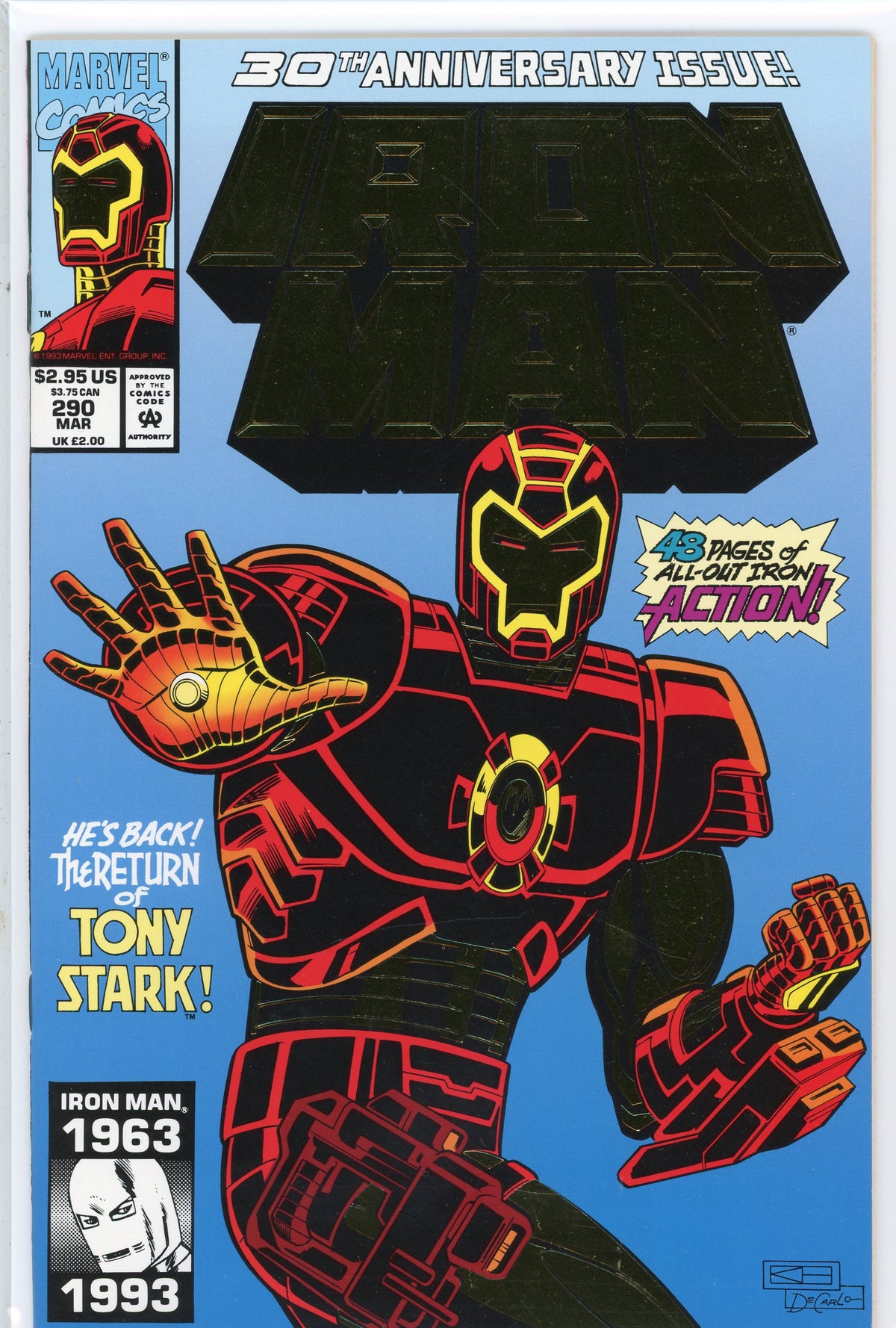 IRON MAN #290 NM GIANT SIZE GLOSSY FINISH MAGNIFICENT COVER