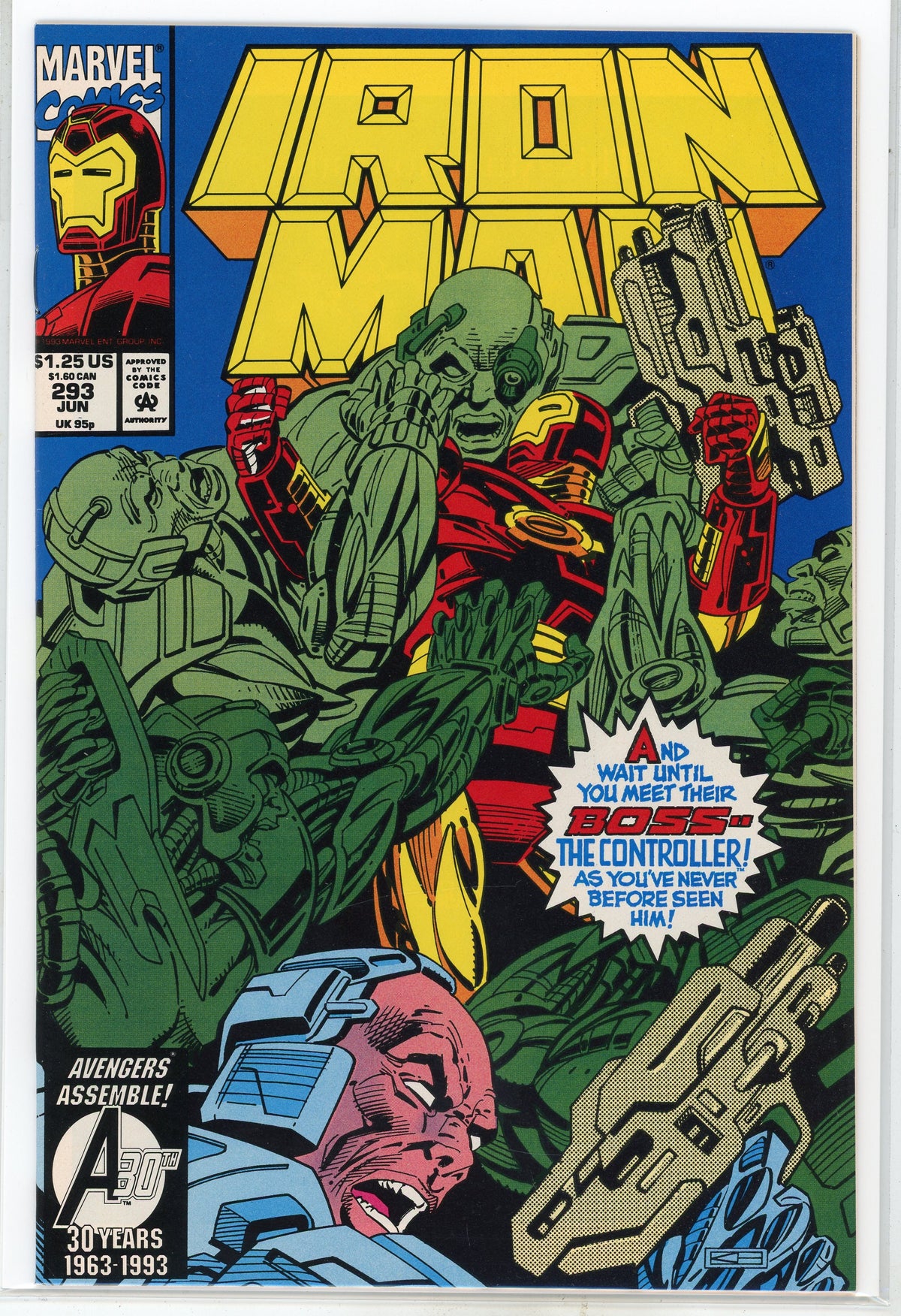 IRON MAN #293 NM TITANIC BATTLE COVER CONTROLLER APP. BRIGHT HUES