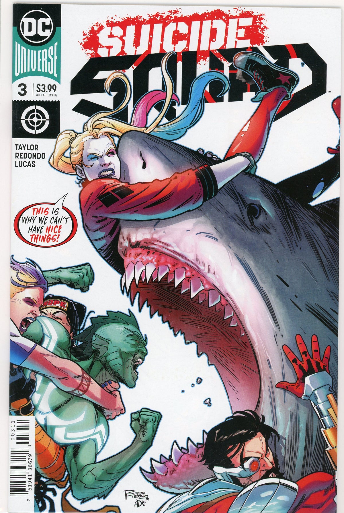 SUICIDE SQUAD #3 NM GREAT SHARK BATTLE COVER GLISTENING SHINE