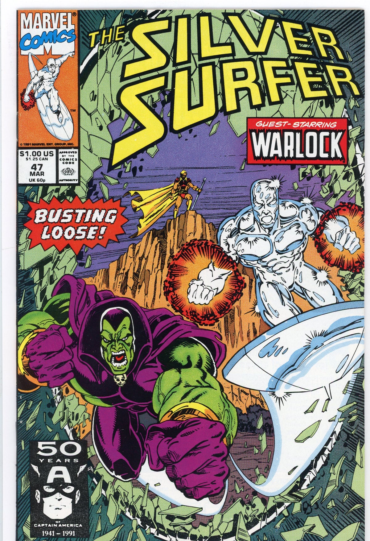 SILVER SURFER #47 NM LUSTROUS SHEEN INCREDIBLE ACTION PACKED COVER