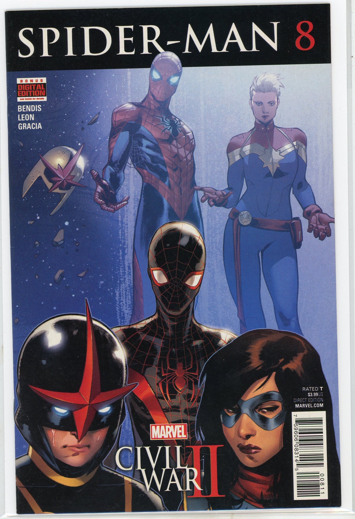 SPIDER MAN #8 CIVIL WAR 2 NM BENDIS WORK UNFORGETTABLE COVER GLOSSY GEM