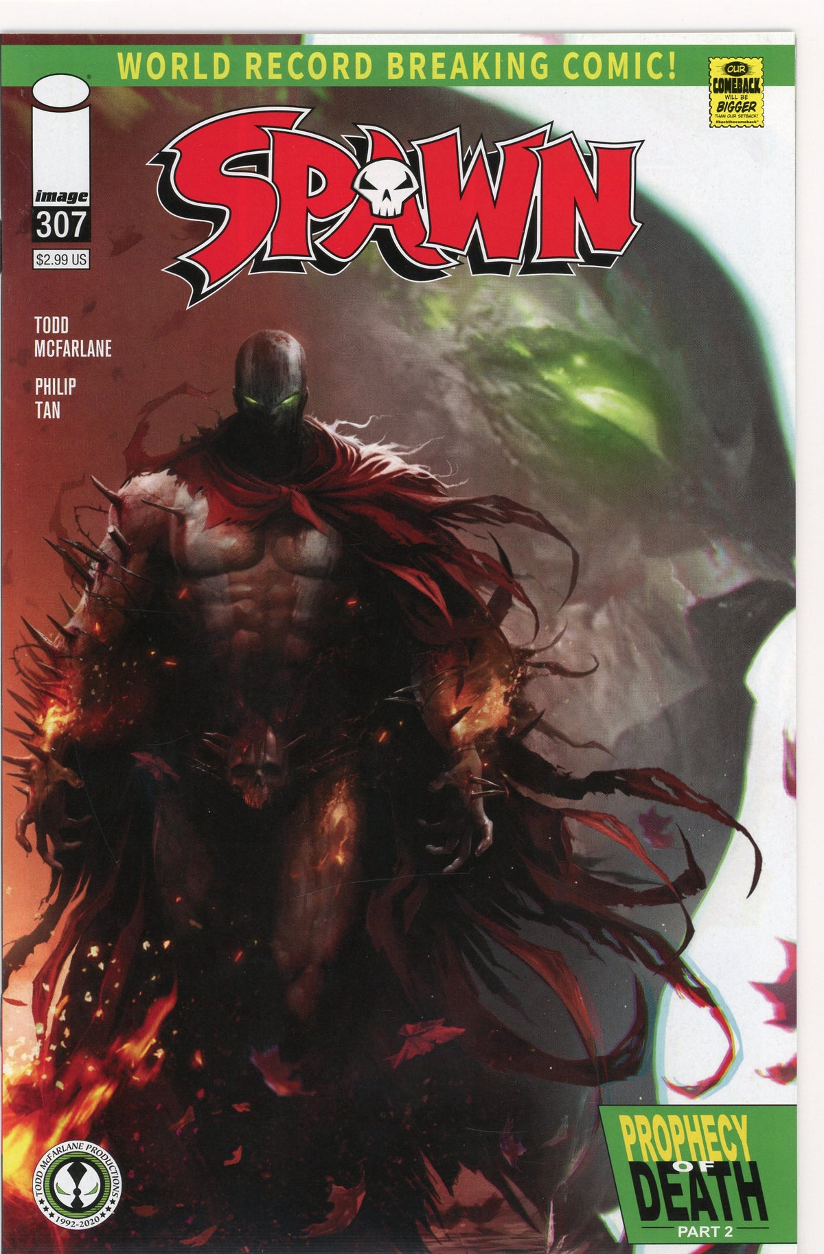 SPAWN #307 NM PROPHECY OF DEATH PART 2  TODD MCFARLANE WORK SENSATIONAL COVER