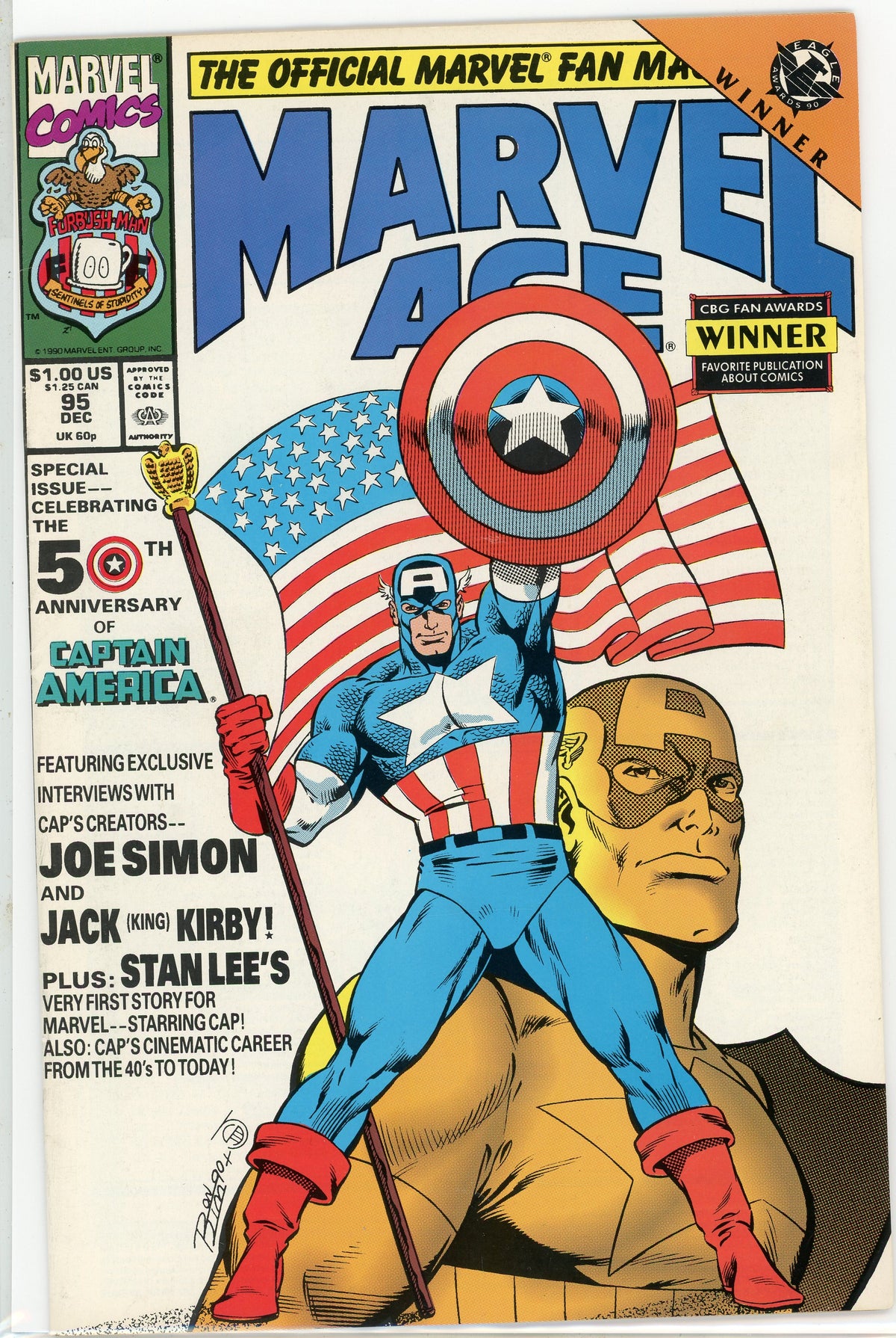 MARVEL AGE #95 NM 50TH ANN. OF CAPTAIN AMERICA CELEBRATION PATRIOTIC COVER