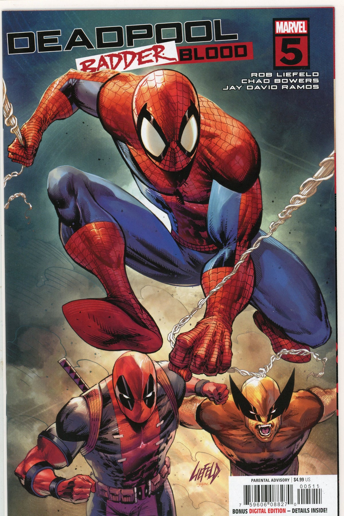 DEADPOOL #5 BADDER BLOOD NM WOLVERINE AND SPIDERMAN APP. LIEFELD APP.
