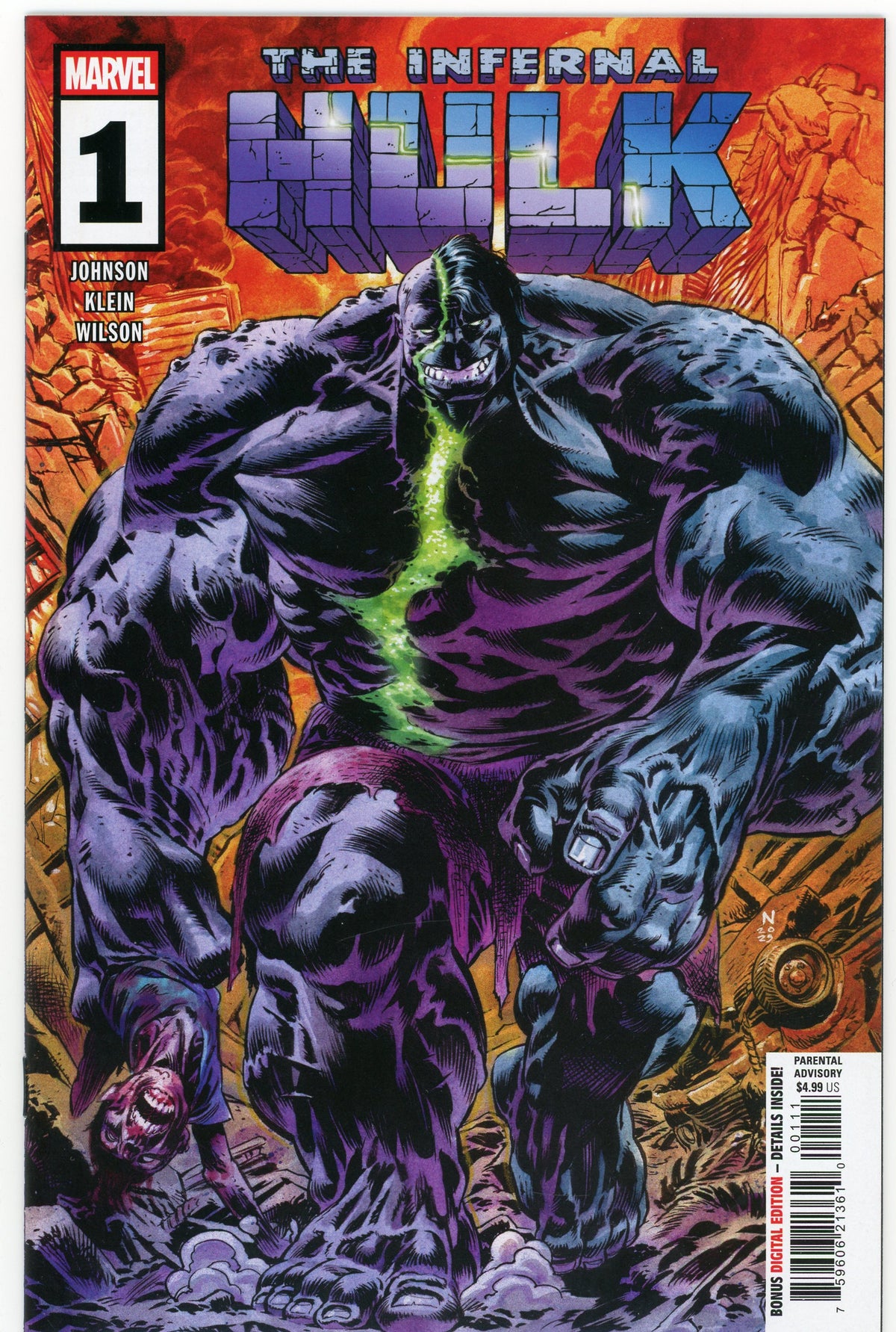 THE INFERNAL HULK #1 NM LUSTROUS SHEEN INCREDIBLE COVER KLEIN VARIANT