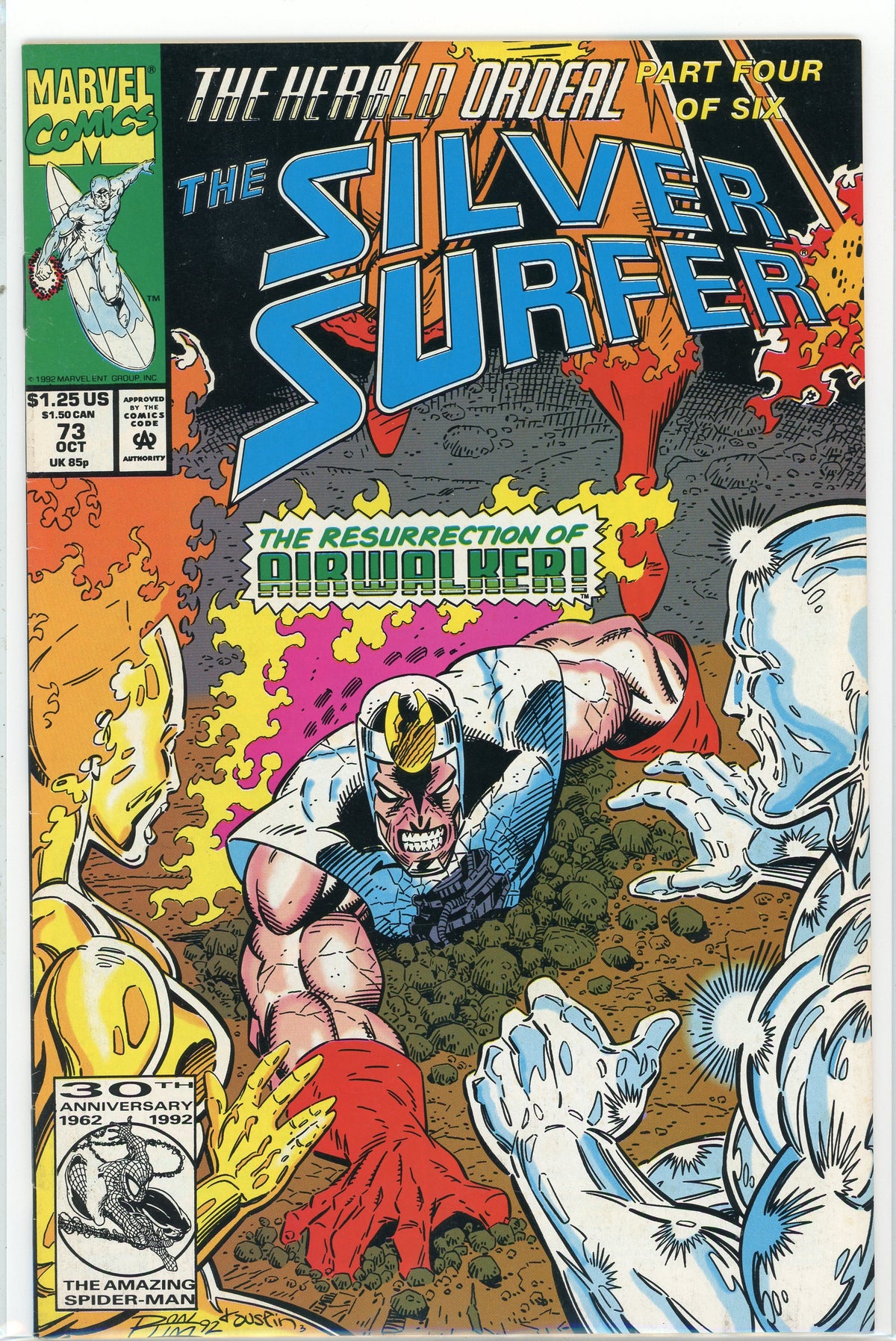 SILVER SURFER #73 NM AIR WALKER APP. STUNNING COVER AND GLOSSY SHEEN