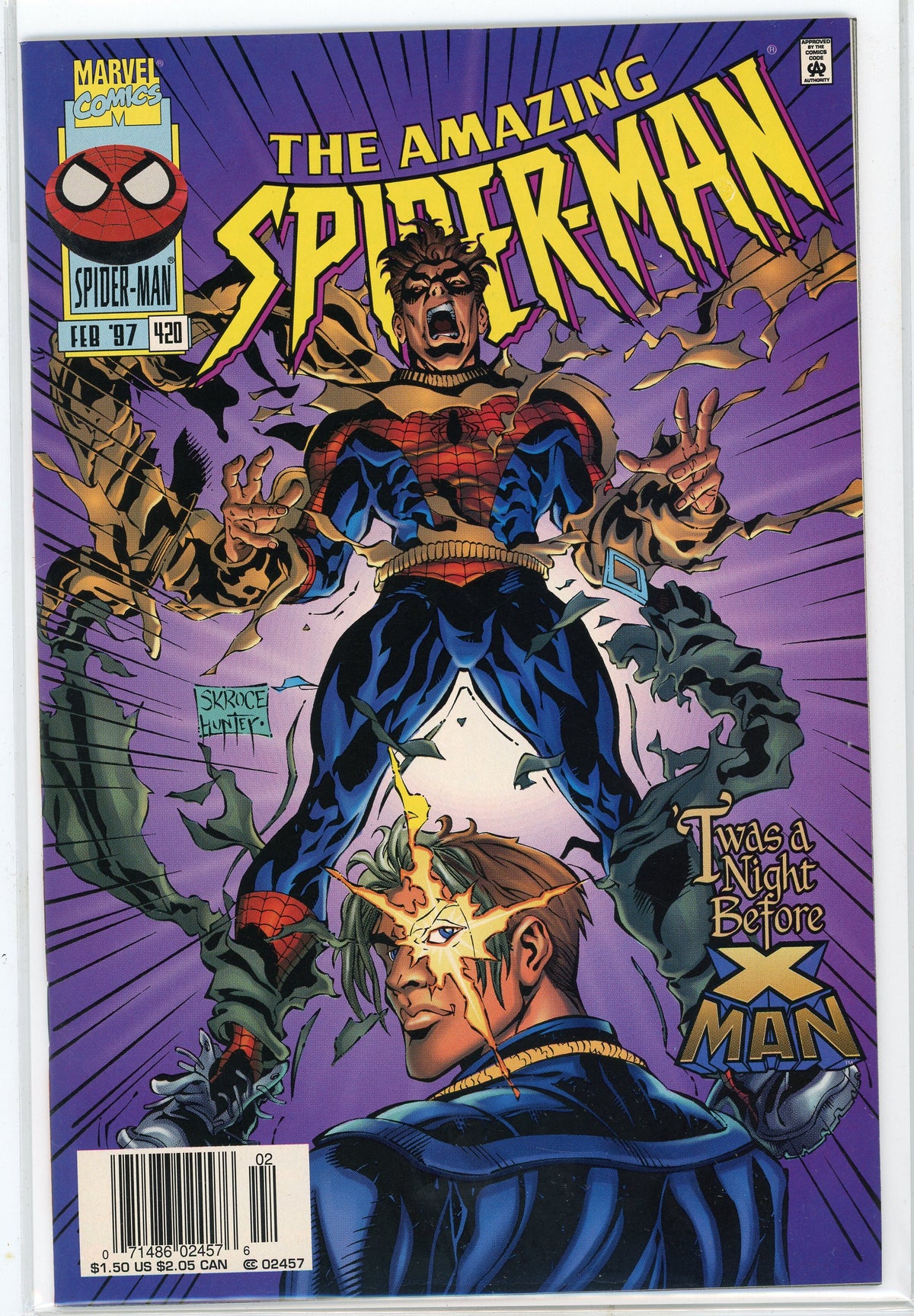 THE AMAZING SPIDERMAN #420 NM X-MAN APP. GLISTENING SHINE NEWSTAND