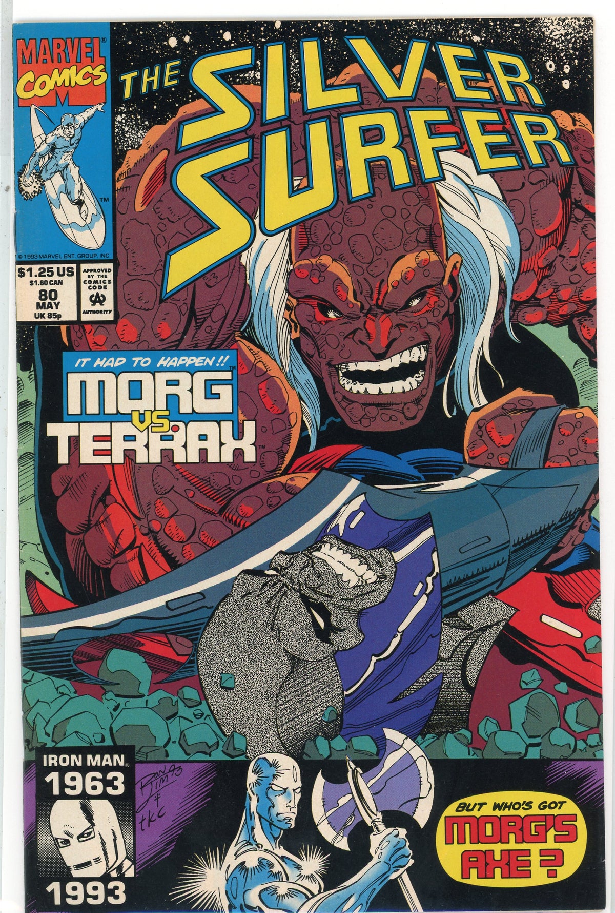 SILVER SURFER #80 NM MORG AND TERRAX BATTLE COVER GLOSSY SHEEN