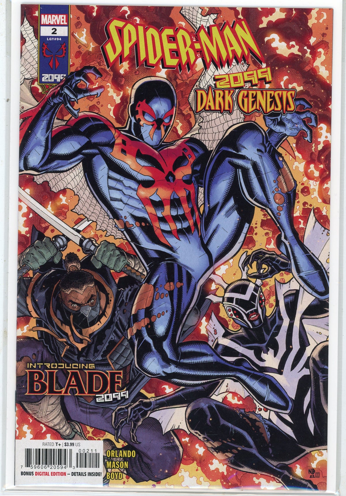 SPIDER MAN 2099 #2 DARK GENESIS 1ST BLADE 2099 VIBRANT COVER GEM