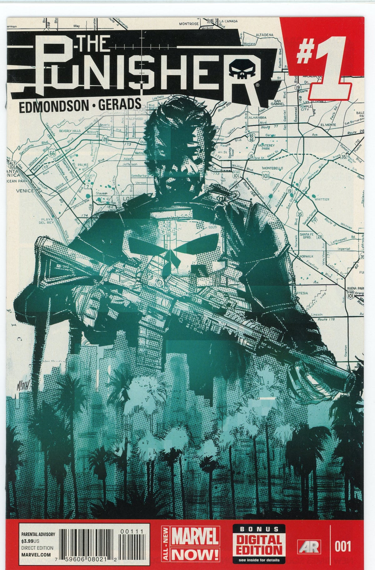 THE PUNISHER #1 NM EDMONDSON WORK STUNNING COVER GLOSSY SHEEN