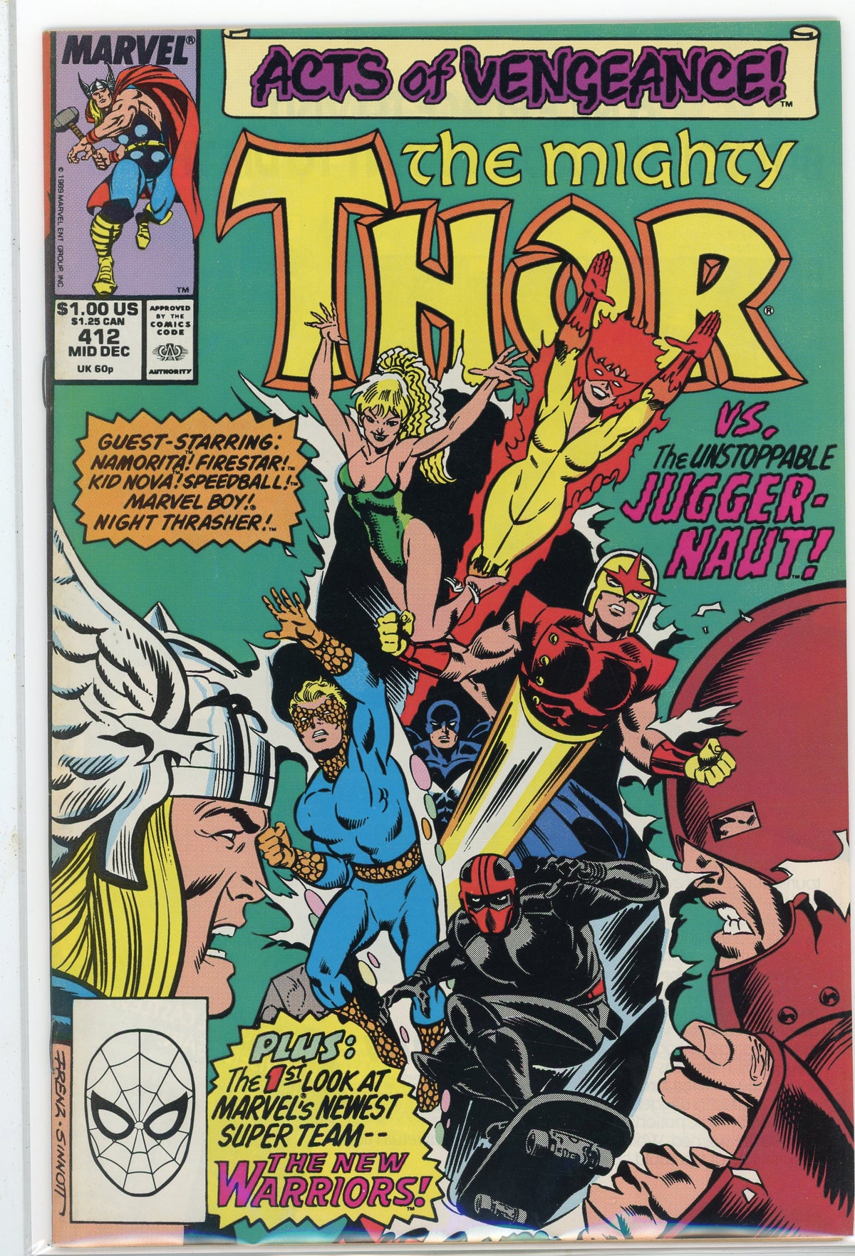 THE MIGHTY THOR #412 NM 1ST NEW WARRIORS EPIC JUGGERNAUT APP. GEM