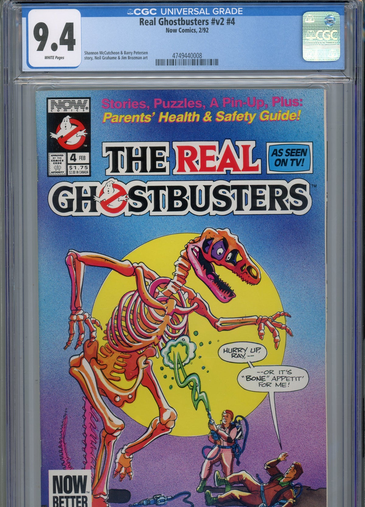 REAL GHOSTBUSTERS V2 #4 NM 9.4 CGC WHITE PAGES PETERSON STORY GRAHAME ART