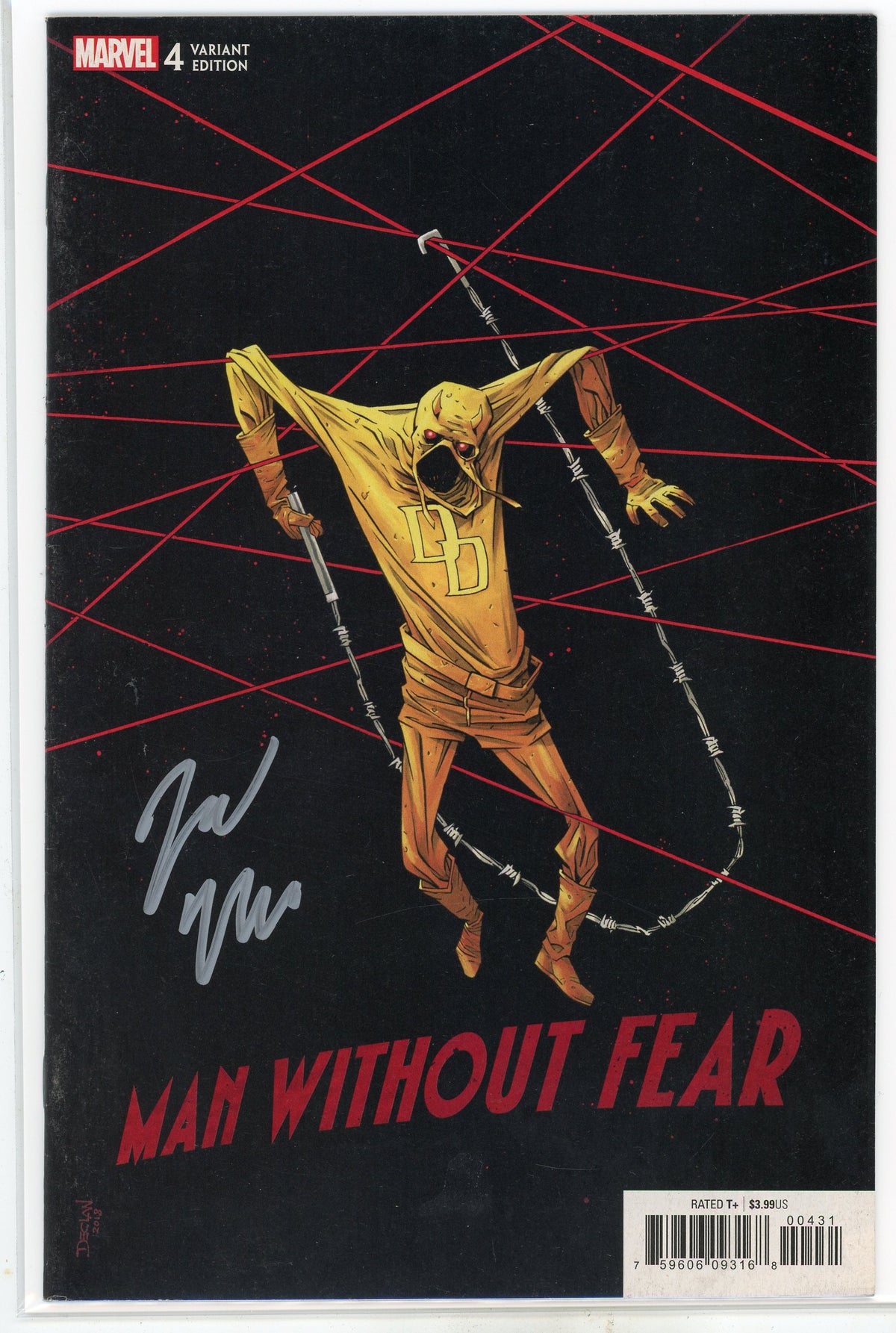 DAREDEVIL MAN WITHOUT FEAR #4 NM 1 IN 25 VARIANT ED. SIGNED JED MCKAY
