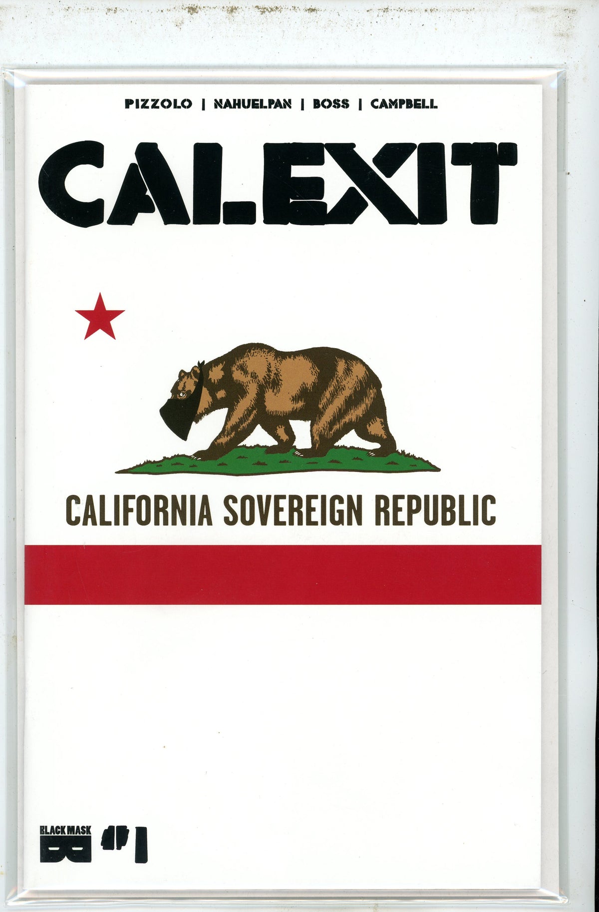 CALEXIT CALIFORNIA SOVEREIGN REPUBLIC NM BLACK MASK PROD. GLOSSY SHEEN