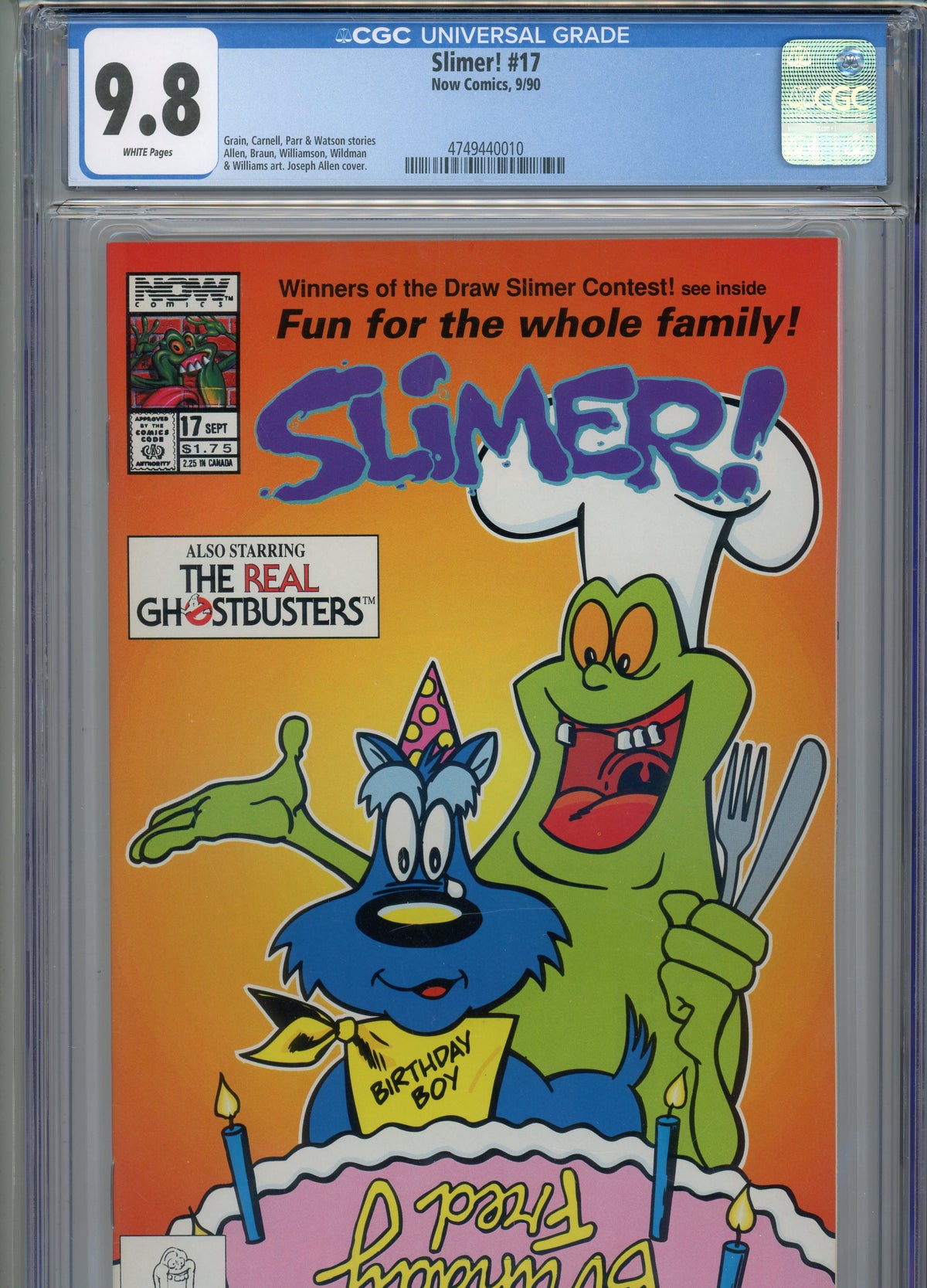 SLIMER #17 MT 9.8 CGC WHITE PAGES GRAIN STORIES ALLEN ART AND COVER