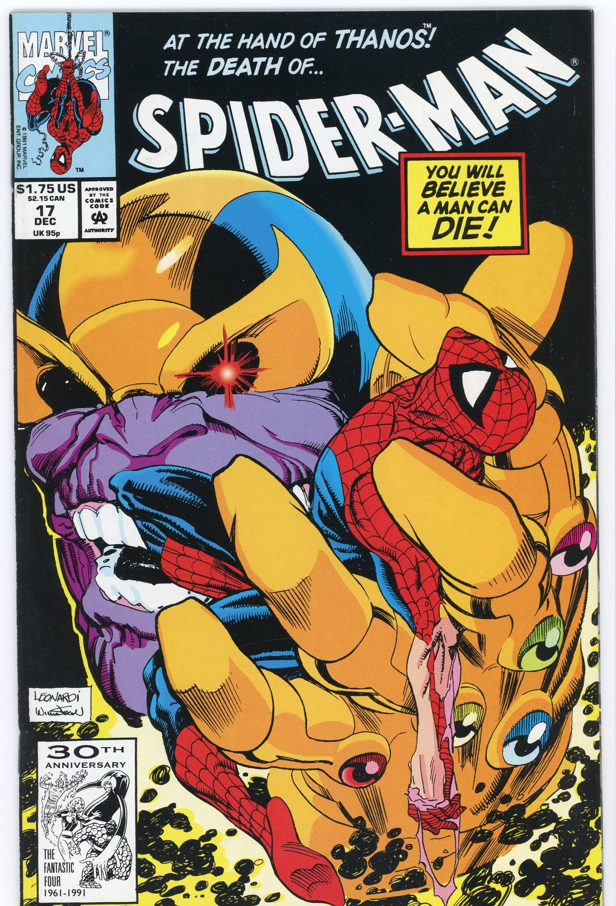 SPIDERMAN #17 NM GREAT THANOS COVER INCREDIBLE GLOSSY SHEEN